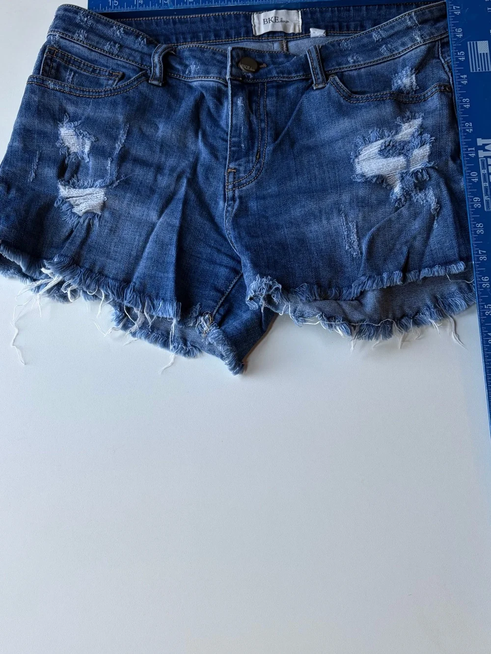 BKE Dark Blue Distressed Denim Shorts